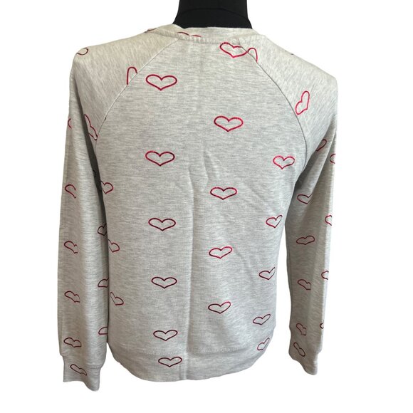 Philosophy Republic Clothing XS Gray Pullover Sweatshirt With Red Heart Print - Picture 3 of 9